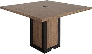 NBF Urban Square Conference Table - Compact Meeting Table with Built in Grommet Hole for Cable Management - Durable Scratch Resistant Laminate, 48" W x 48" D, Weathered Walnut