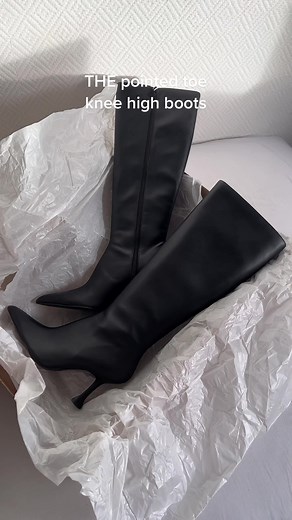 Perfect Black Pointed Toe Knee High Boots