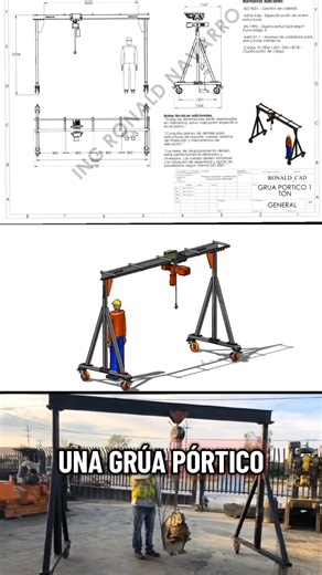 Planos para fabricar grúa Portico de una tonelada. #gruaportico #ingenieriamecanica #planosdemaquina #solidworks #diseñomecanico #tesisdeingenieriamecanica #IngenieriaEstructural #metalmecanica #planosdemaquina #SolidWorks | Ronald CAD