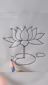 243K views · 2.5K reactions | How to Draw a Simple Lotus Flower Step by Step  #reels | Rongdhonu Art and Drawing | Facebook