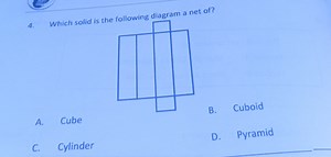 Which solid is the following diagram a net of?A. Cube  B. Cu... | Filo