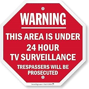SmartSign "Area Under 24 Hour TV Surveillance" Sign | 10" x 10" Aluminum