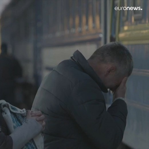 Loved ones exchanged tearful goodbyes in Kyiv’s main train station this week, as women and children fled the city under the shadow of the Russian military’s full-scale invasion of Ukraine. The UN refugee agency reported on Saturday that more than 1.36 million people have left Ukraine since the fighting began. Around 55 per cent of these people have gone to Poland with others mainly headed to other nearby countries. Many families are being split up as it is banned for men aged 18-60 years-old to 