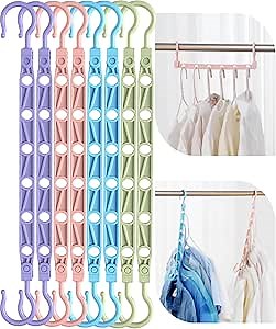 Space Saving Hangers for 48 Clothes, Reinforced Collapsible Hangers with 360° Swivel Hook, Hanger Hooks Space Saver for Closet Organizers and Storage, Dorm Room Essentials, Fully Assembled, Colorful