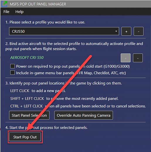 How to manage undocked MSFS windows with the Popout Panel Manager