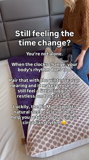 Did you know ⬇️ The BioMat’s Far Infrared technology gently warms the body from within, promoting the calm state needed for restorative sleep. It’s true. That’s why if your sleep still feels disrupted after the time change, it’s time to grab the BioMat. Just a few minutes before bed can help you transition into the season with more energy and ease. Take time to rest well. 💜 #biomat #restfulsleep #sleepbetterlivebetter #holisticapproach #deeprelaxation | Biomat