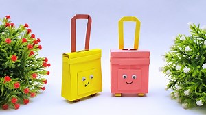 Easy Origami Trolley Bag DIY | Origami Trolley Bag Step by Step Tutorial | Mini Paper suitcase #OrigamiTrolleyBag #MiniPapersuitcase #PaperSchoolBag | Mr. Creator