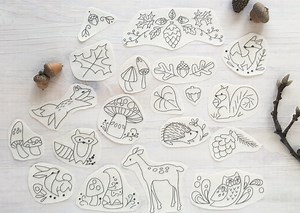 19 Woodland Stick and Stitch Embroidery Designs, Hand Embroidery Patterns, Animals, Plants, Mushrooms, Acorns - Etsy