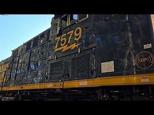 cab tour of csx 7579 newly rebuilt and 2 more csx locos hooked to a unit corn train.