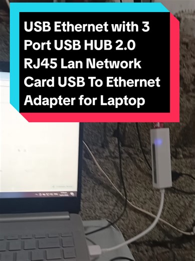 USB Ethernet with 3 Port USB HUB 2.0 RJ45 Lan Network Card USB To Ethernet Adapter for Laptop #usbhub #adaptor #foryou #tiktokshop #tiktokcreator