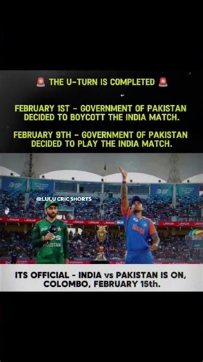 ITS OFFICIAL - INDIA vs PAKISTAN IS ON, COLOMBO, FEBRUARY 15th #indvspak #cricketnews
