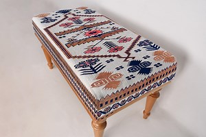 Aztec Pattern Bench, Upholstered Bench, Turkish Kilim Bench, Kilim Design, Kitchen Bench, Handmade Bench, Window Bench, Modern Bench Decor, - Etsy