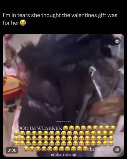 Spenner on Instagram: "Don’t forget to follow @spennergram to cleanse your timeline with positivity, humour and wholesome content ❤️✨ A girl excitedly bends down or drops low, thinking a guy walking up behind her with a pink Valentine’s gift bag is about to give it to her. He immediately shuts it down by saying something like “What the fuck you dropping for? It’s not for you,” then walks right past her while greeting others casually."