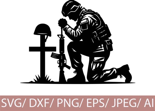Fallen Soldier SVG | Kneeling Soldier Memorial Silhouette for Cricut & Patriotic Shirts - Etsy