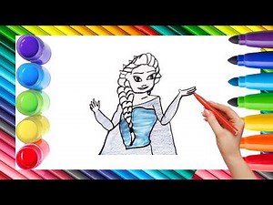 How To Draw cute Elsa Frozen Drawing, Painting & Coloring For Kids and Toddlers_🌈🎨 🐋