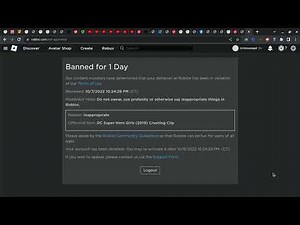I Got Banned 1 Day On my account from Roblox for this
