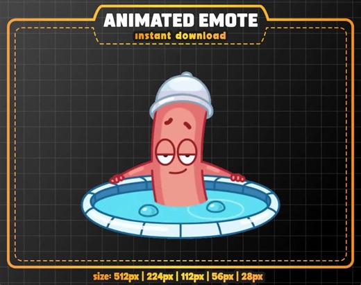Funny Anatomy Animated Emote: Hot Tub Cartoon Meme (instant Download) - Etsy