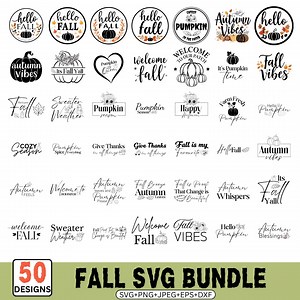 Fall SVG Bundle: Autumn, Halloween Designs (digital Download) - Etsy