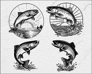 Trout Fish SVG Bundle: Fishing Silhouette Clipart (digital Download - Etsy