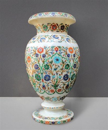 Handmade Marble Flower Pot | White Marble Inlay Plant Pot | Indian Vintage Flower Vase | Customized Stone Planter for Gifting & Home Decor - Etsy