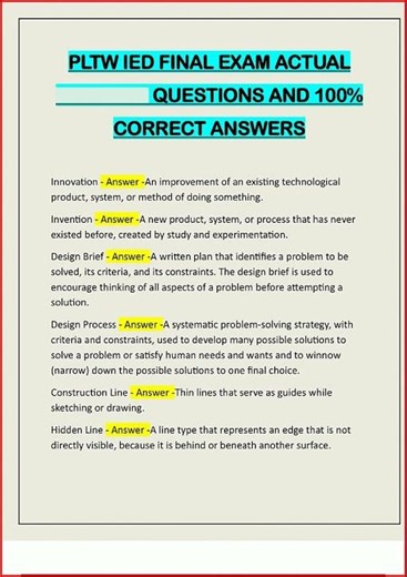 Pltw Ied Final Exam Actual Questions And 100 Correct Answers video