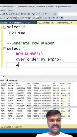 Row number generation for every record #sql #sqlserver #dbms #databasemanagement