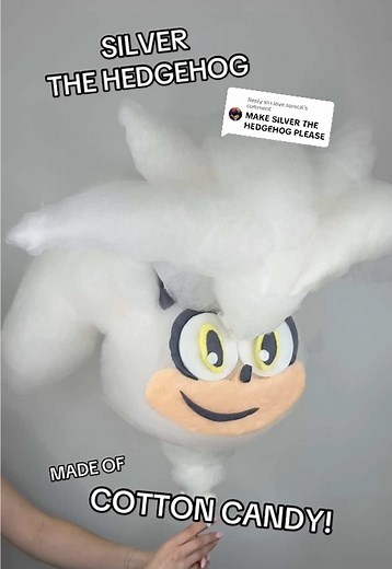 Replying to @i.love.sonic8 IT’S SILVER THE HEDGEHOG BY POPULAR DEMAND! This kind-hearted hero is made entirely of delicious cotton candy — he’s the sweetest ever! #sonic #sonicthehedgehog #silver #gamer #gaming #cottoncandy #art