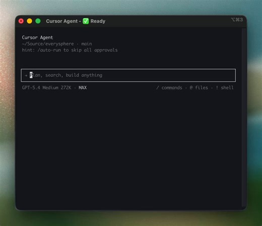 /config opens a settings panel inside the CLI where you can view and change default behaviors, runtime preferences, and more.You can also ask Cursor to apply configuration changes for you using the skill /update-cli-config.