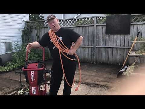 Using A Jack Hammer 1st Time To Break Up A Cement Patio