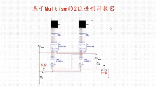 基于 Multism 的 2 位十进制计数器设计与实现