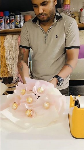 how to make bouquet with chocolate Ferrero rocher chocolate bouquet #diy chocolate bouquet