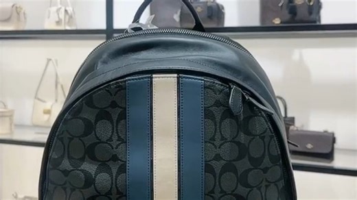 COACH男包男士大号双肩背包黑灰色拼色潮流实用送礼佳品