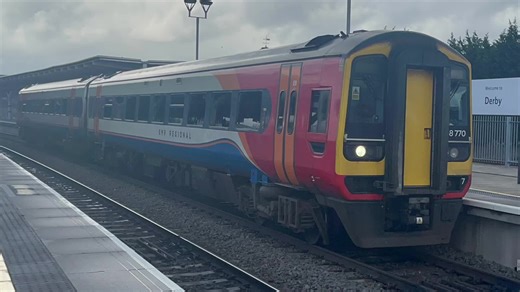 2N63 1341 East Midlands Railway class 158 770. Matlock to Lincoln Central. Leaving Derby