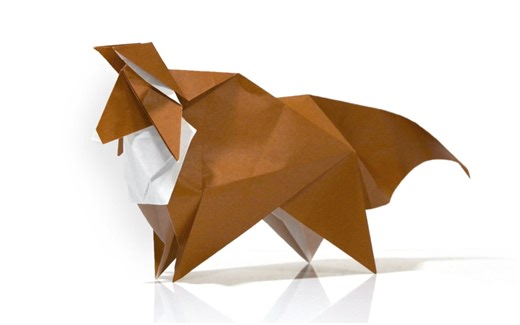 牧羊犬折纸 Origami Collie Tutorial with Diagrams