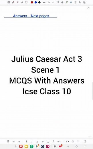 Julius Caesar – Act 3, Scene 1 Workbook MCQS with ANSWERS with pdf link Icse Class 10