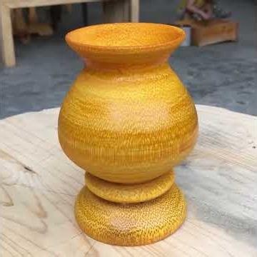 Transforming Raw Bamboo into a Stunning Vase-Satisfying Lathe Craft CC