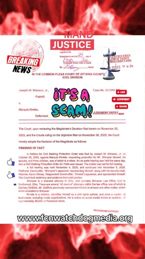 🔥⚖️ PRO SE VICTORY IN OHIO | CIVIL RIGHTS, FREE SPEECH & DUE PROCESS ⚖️🔥 A significant legal development has emerged from the Ottawa County Court of Common Pleas in Ohio — with implications for pro se litigation, First Amendment protections, and access to justice. Minister Marquis L. Kimble, an ordained minister and civil rights advocate, represented himself pro se in response to a Civil Stalking Protection Order filed by a licensed attorney. After a full evidentiary hearing, the Court DENIED 