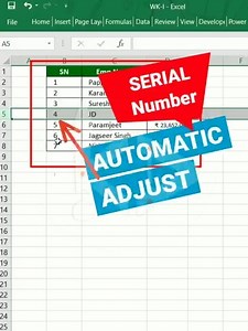 Auto Adjust Serial number in excel • automatic serial Number in excel #serialnumber #autoserialnumber #exceltips #exceltricks #excel #exceltipandtricks #excelshortcuts #ExcelTips #MicrosoftExcelTips #SpreadsheetTips #DataAnalysisTips #ExcelFormulas #ExcelFunctions #ExcelTricks #ExcelShortcuts #DataVisualizationTips #ExcelCharts #PivotTableTips #ConditionalFormatting #VLOOKUPTips #SUMIFSTips #ExcelProductivity #ExcelEfficiency #ExcelHacks #ExcelDataEntry #ExcelAutomation #ExcelforBeginners #Advan