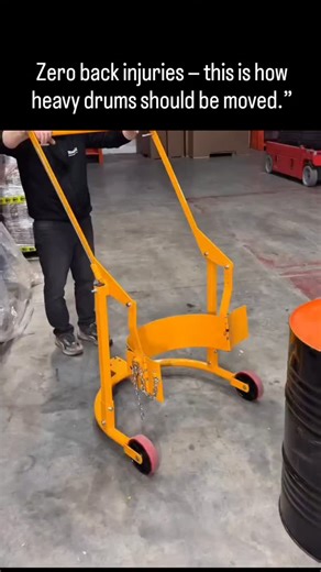 explains universe🌐 on Instagram: "This clip features a compact hydraulic drum handler designed to grip and rotate heavy barrels with chains and clamps, allowing a single worker to transport them smoothly across a warehouse floor. Tools like this drastically cut strain injuries and make material handling faster, safer, and smarter — no brute force required. No wonder engineers and logistics pros can’t stop talking about it. Media:@breakitmat • • • #Engineering #WarehouseLife #IndustrialTools #Me