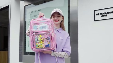 Clear Backpack for School Girls Transparent Stadium Approved Kids Bookbag See Through Middle College School Bag (Purple)