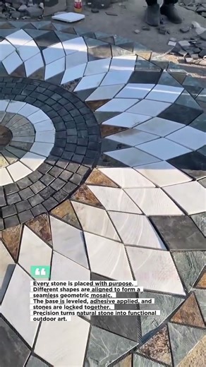 Luxury Geometric Stone Mosaic Paving Process #stonework #hardscape #shorts
