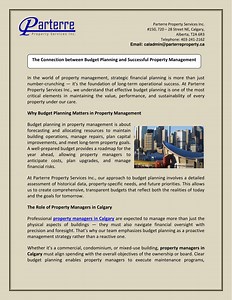 The Connection between Budget Planning and Successful Property Management - SlideServe