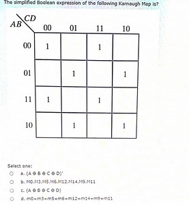 QuestionThe simplified Boolean expression of the following Ka... | Filo