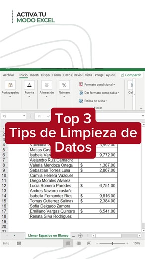 3 tips para limpiar datos como un pro 🧹🧠 Guárdalos porque los usarás siempre. Comenta MODO EXCEL si quieres mas tips como este . . #productividad #modoexcel #exceltips #excel #viral