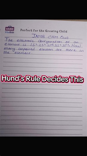 1s² 2s² 2p⁶ 3s² 3p³ The answer isn’t about counting everything. Focus on the last subshell and apply Hund’s rule correctly. #JAMB #CHEMISTRY #LEARNONTIKTOK #EDUCATION