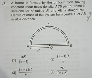 A frame is formed by the uniform rods having constant linear ma... | Filo