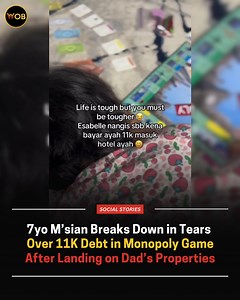 She had a full-on breakdown 😭 Full article 🔗: https://worldofbuzz.com/7yo-msian-breaks-down-in-tears-over-11k-debt-in-monopoly-game-after-landing-on-dads-properties/ | WORLD OF BUZZ