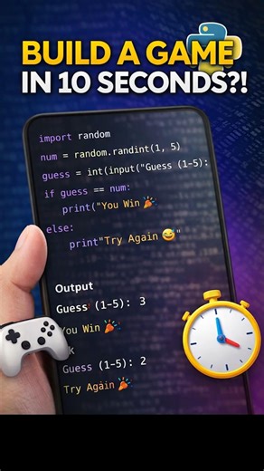 Python Fun - Build a Game in 10 Seconds 🎮 #python #coding #learnpython