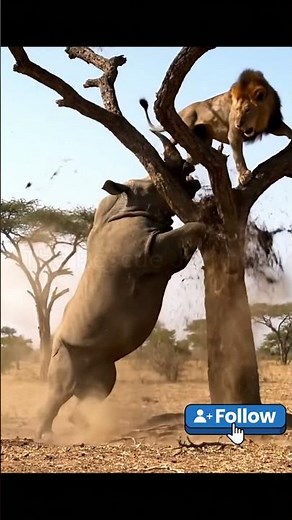 "Rhino Attacks Tree 🦏🌳 | Lion Clings for Life! | Wildlife Shorts" #animals #animalrescue