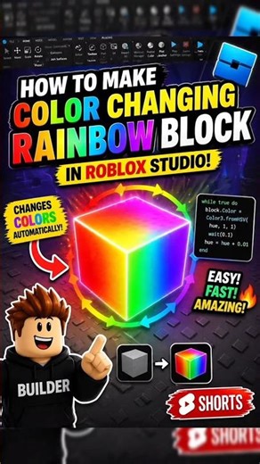 Stop making boring parts! Use these Rainbow block trick 🖱️🔥 #RobloxStudio #roblox #script #shorts